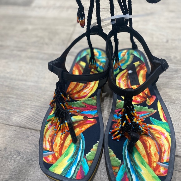 Farm Rio tassel ankle wrap sandals size 8 - Picture 10 of 10